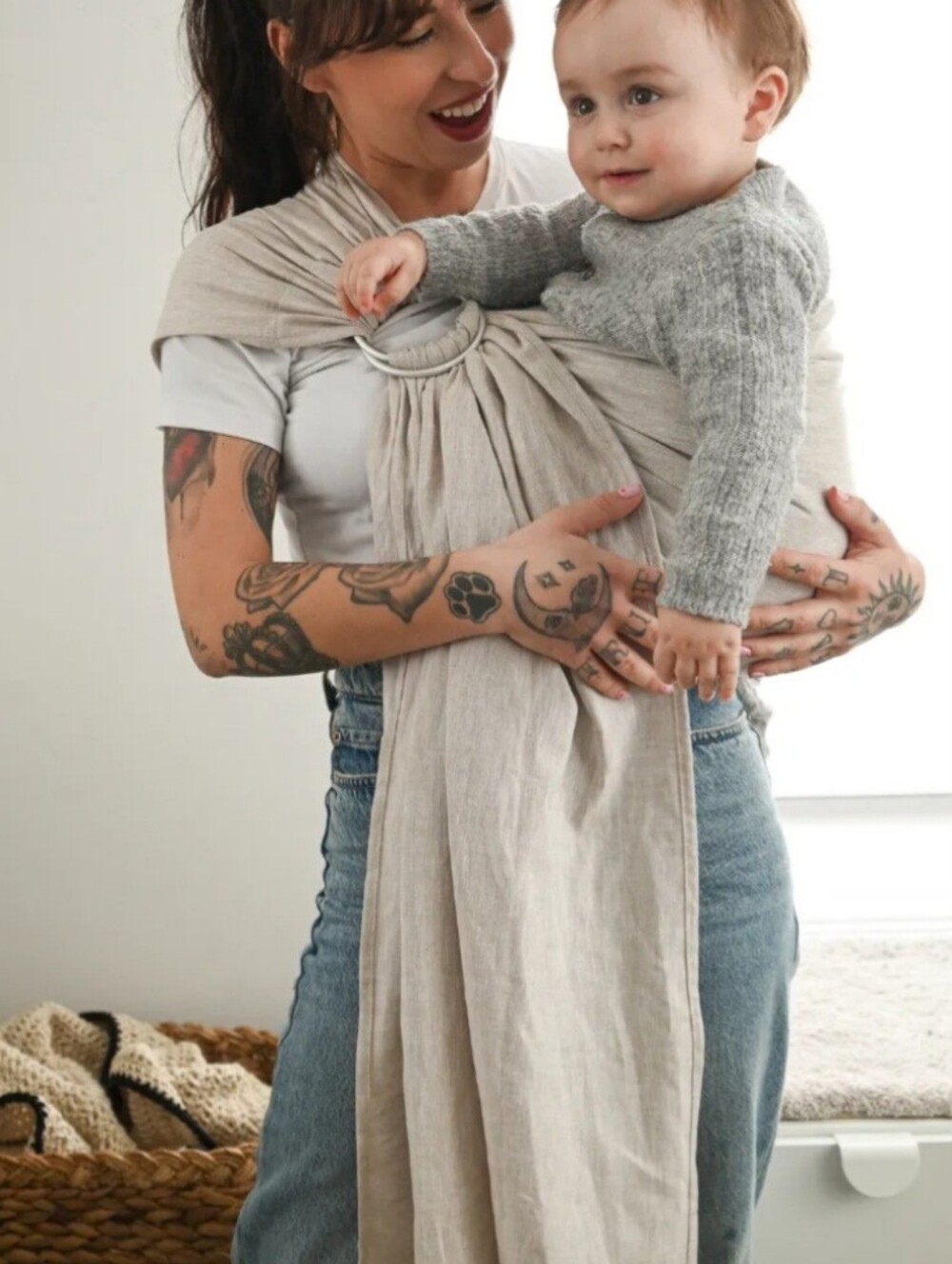 Junior Foxes Ring Sling Cream Linen